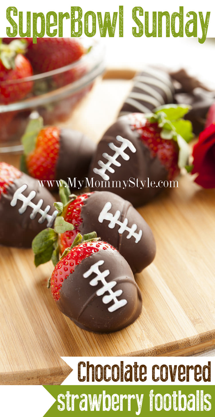Chocolate covered Strawberry Footballs for Superbowl Sunday