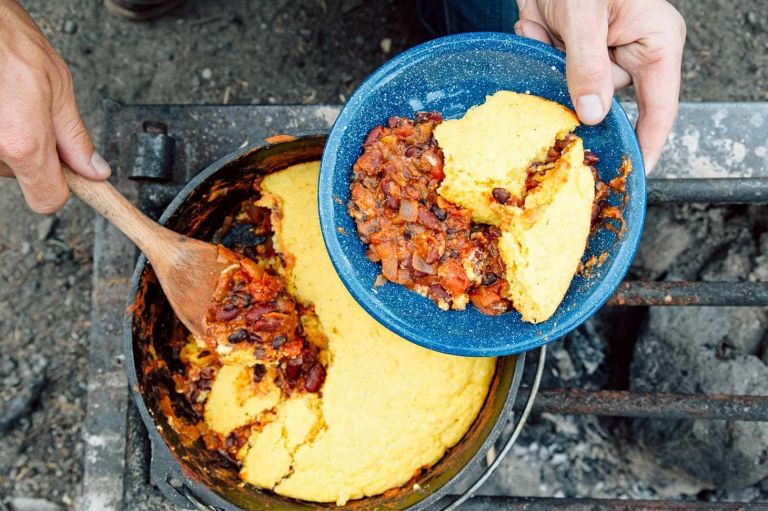 The BEST Ever Dutch Oven Enchiladas for Camping